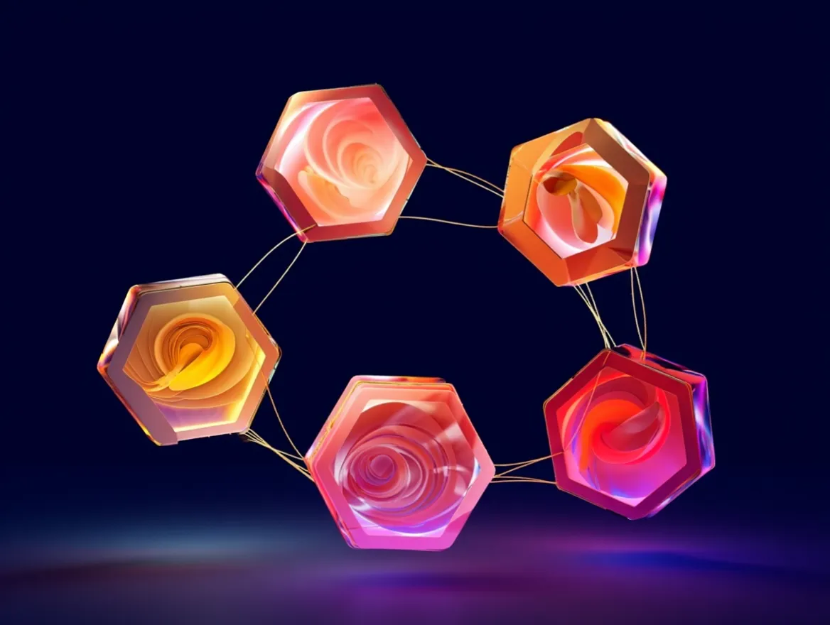 Abstracte visualisatie van verbonden levensstijlfactoren die energieniveaus beïnvloeden